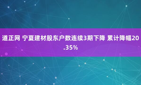 道正网 宁夏建材股东户数连续3期下降 累计降幅20.35%